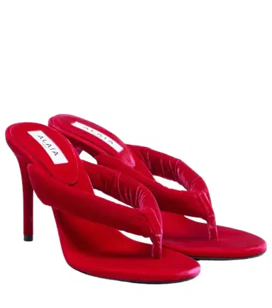Alaïa Alaïa Velvet thong sandals | Thumbnail 1 Alaïa Alaïa Velvet thong sandals | Thumbnail 1