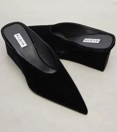 Alaïa Alaïa Cube 75 velvet wedge mules | Thumbnail 2 Alaïa Alaïa Cube 75 velvet wedge mules | Thumbnail 2