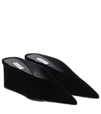 Alaïa Alaïa Cube 75 velvet wedge mules | Thumbnail 1 Alaïa Alaïa Cube 75 velvet wedge mules | Thumbnail 1