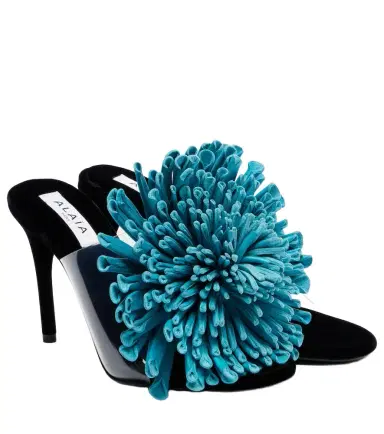 Alaïa Alaïa 90 floral-appliqué leather and PU mules | Thumbnail 1 Alaïa Alaïa 90 floral-appliqué leather and PU mules | Thumbnail 1