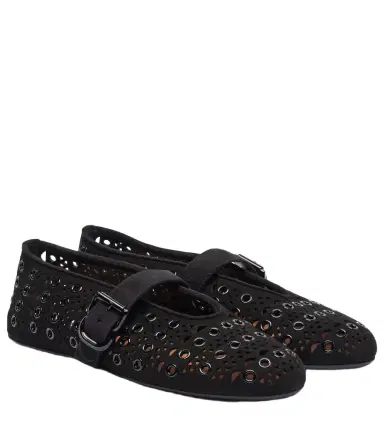 Alaïa Alaïa Vienne embellished suede ballet flats | Thumbnail 1 Alaïa Alaïa Vienne embellished suede ballet flats | Thumbnail 1