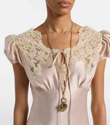 Chloé Chloé Lace-trimmed silk satin maxi dress | Thumbnail 3 Chloé Chloé Lace-trimmed silk satin maxi dress | Thumbnail 3