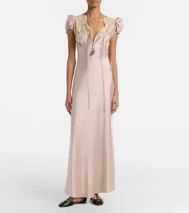 Chloé Chloé Lace-trimmed silk satin maxi dress | Thumbnail 5 Chloé Chloé Lace-trimmed silk satin maxi dress | Thumbnail 5