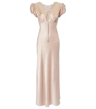 Chloé Chloé Lace-trimmed silk satin maxi dress | Thumbnail 1 Chloé Chloé Lace-trimmed silk satin maxi dress | Thumbnail 1