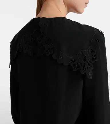 Chloé Chloé Embroidered silk crêpe de chine blouse | Thumbnail 3 Chloé Chloé Embroidered silk crêpe de chine blouse | Thumbnail 3