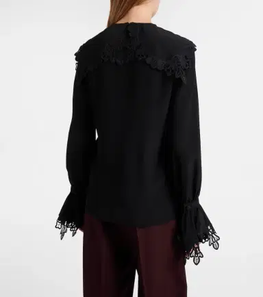 Chloé Chloé Embroidered silk crêpe de chine blouse | Thumbnail 7 Chloé Chloé Embroidered silk crêpe de chine blouse | Thumbnail 7
