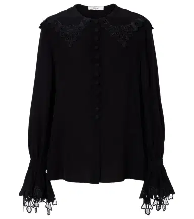 Chloé Chloé Embroidered silk crêpe de chine blouse | Thumbnail 1 Chloé Chloé Embroidered silk crêpe de chine blouse | Thumbnail 1