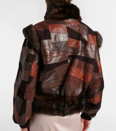 Chloé Chloé Shearling-trimmed leather bomber jacket | Thumbnail 2 Chloé Chloé Shearling-trimmed leather bomber jacket | Thumbnail 2