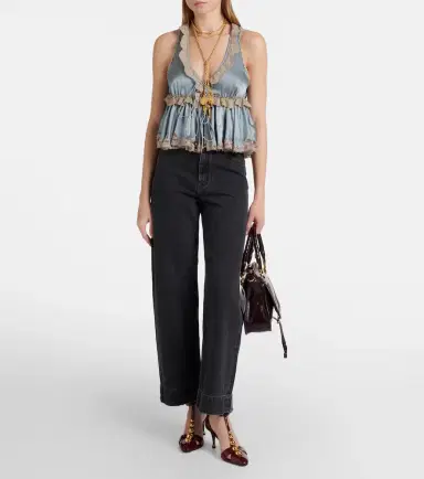 Chloe Chloé Lace-trimmed silk satin top | Thumbnail 4 Chloe Chloé Lace-trimmed silk satin top | Thumbnail 4