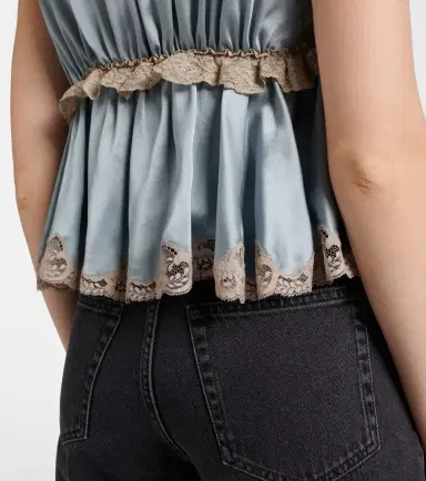 Chloe Chloé Lace-trimmed silk satin top | Thumbnail 5 Chloe Chloé Lace-trimmed silk satin top | Thumbnail 5