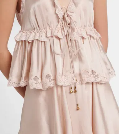 Chloé Chloé Lace-trimmed silk satin top | Thumbnail 3 Chloé Chloé Lace-trimmed silk satin top | Thumbnail 3