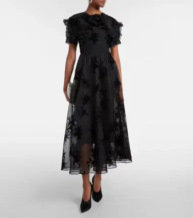 Rodarte Ruffled floral organza midi dress | Thumbnail 3 Rodarte Ruffled floral organza midi dress | Thumbnail 3