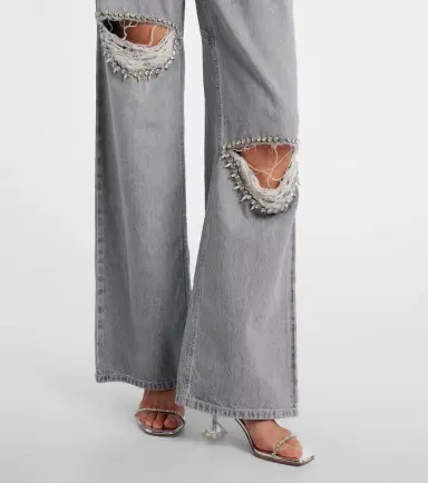 Area Distressed embellished wide-leg jeans | Thumbnail 6 Area Distressed embellished wide-leg jeans | Thumbnail 6