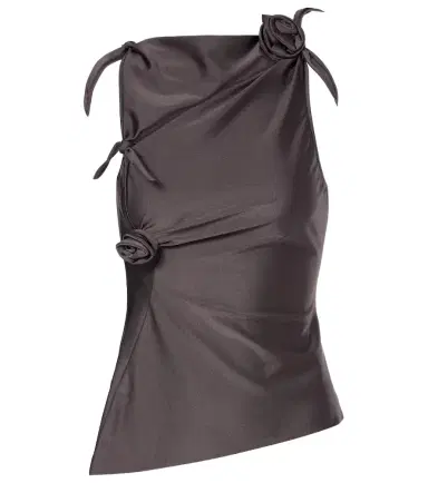 Coperni Floral-appliqué satin top | Thumbnail 1 Coperni Floral-appliqué satin top | Thumbnail 1