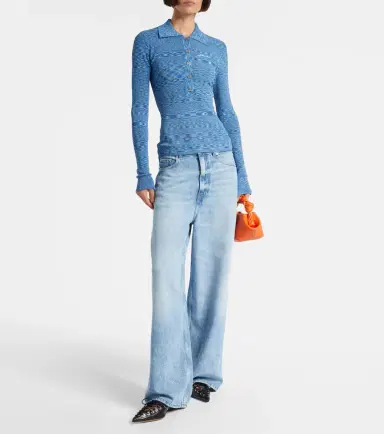 Ganni Space-dyed polo sweater | Thumbnail 3 Ganni Space-dyed polo sweater | Thumbnail 3