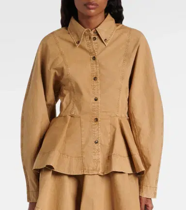 Ganni Peplum cotton-blend shirt | Thumbnail 5 Ganni Peplum cotton-blend shirt | Thumbnail 5