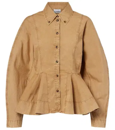 Ganni Peplum cotton-blend shirt | Thumbnail 1 Ganni Peplum cotton-blend shirt | Thumbnail 1
