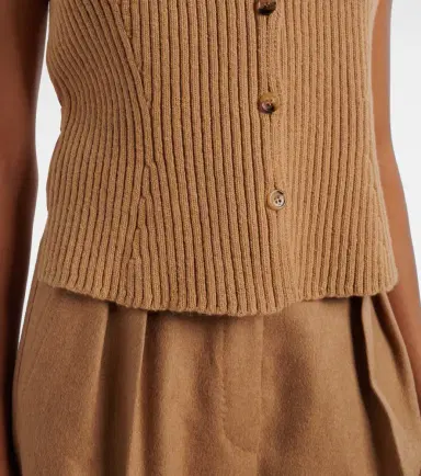 Max Mara Madre paneled wool-blend and satin vest | Thumbnail 3 Max Mara Madre paneled wool-blend and satin vest | Thumbnail 3