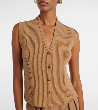 Max Mara Madre paneled wool-blend and satin vest | Thumbnail 5 Max Mara Madre paneled wool-blend and satin vest | Thumbnail 5