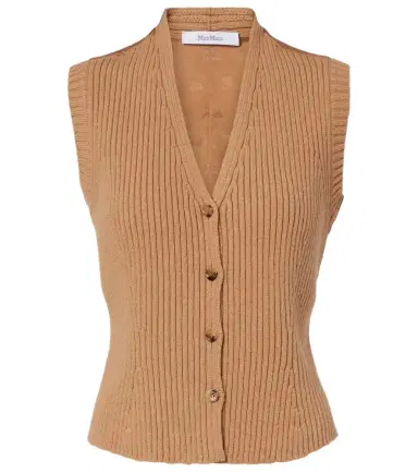 Max Mara Madre paneled wool-blend and satin vest | Thumbnail 1 Max Mara Madre paneled wool-blend and satin vest | Thumbnail 1