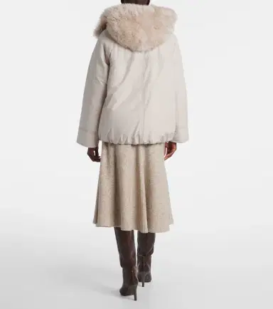 Brunello Cucinelli Shearling-trimmed taffeta down jacket | Thumbnail 3 Brunello Cucinelli Shearling-trimmed taffeta down jacket | Thumbnail 3