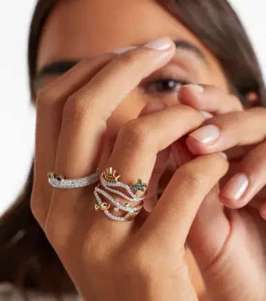 Yvonne Léon Yvonne Léon La Plage And Sous L'Eau set of 2 9kt gold rings with gemstones | Thumbnail 5 Yvonne Léon Yvonne Léon La Plage And Sous L'Eau set of 2 9kt gold rings with gemstones | Thumbnail 5
