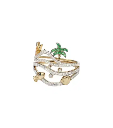 Yvonne Léon Yvonne Léon La Plage And Sous L'Eau set of 2 9kt gold rings with gemstones | Thumbnail 1 Yvonne Léon Yvonne Léon La Plage And Sous L'Eau set of 2 9kt gold rings with gemstones | Thumbnail 1