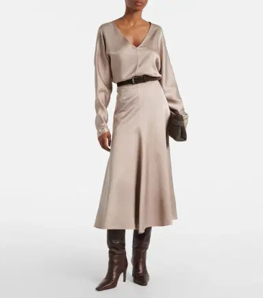 Brunello Cucinelli Silk midi skirt | Thumbnail 3 Brunello Cucinelli Silk midi skirt | Thumbnail 3