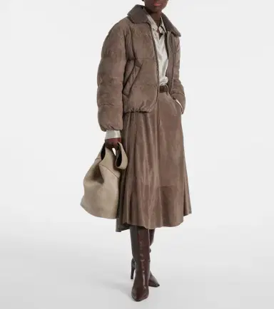 Brunello Cucinelli Suede midi skirt | Thumbnail 3 Brunello Cucinelli Suede midi skirt | Thumbnail 3
