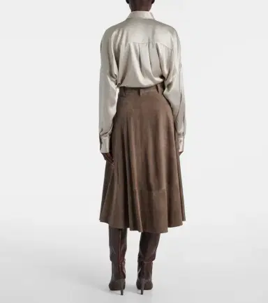 Brunello Cucinelli Suede midi skirt | Thumbnail 4 Brunello Cucinelli Suede midi skirt | Thumbnail 4