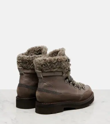 Brunello Cucinelli Shearling-lined leather ankle boots | Thumbnail 3 Brunello Cucinelli Shearling-lined leather ankle boots | Thumbnail 3