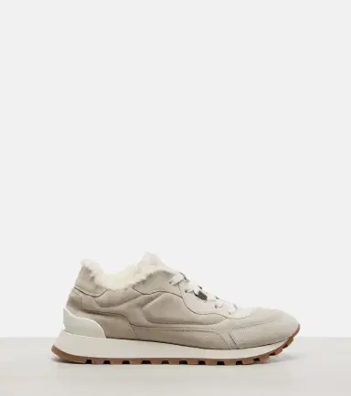 Brunello Cucinelli Shearling-lined suede low-top sneakers | Thumbnail 2 Brunello Cucinelli Shearling-lined suede low-top sneakers | Thumbnail 2