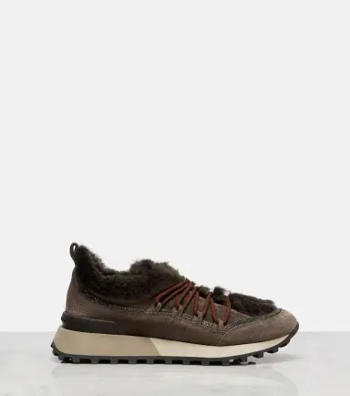 Brunello Cucinelli Shearling-lined suede low-top sneakers | Thumbnail 2 Brunello Cucinelli Shearling-lined suede low-top sneakers | Thumbnail 2