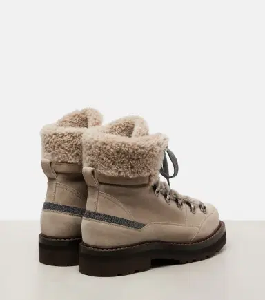 Brunello Cucinelli Shearling-trimmed suede lace-up boots | Thumbnail 2 Brunello Cucinelli Shearling-trimmed suede lace-up boots | Thumbnail 2