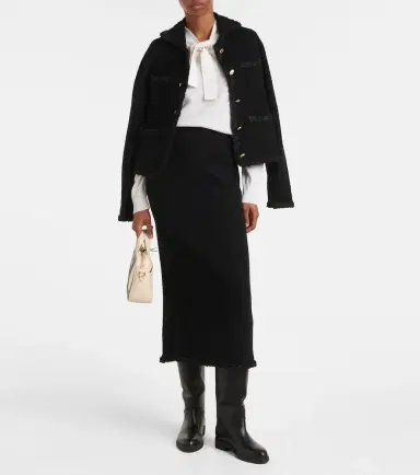 Jardin des Orangers Distressed wool and cashmere pencil skirt | Thumbnail 2 Jardin des Orangers Distressed wool and cashmere pencil skirt | Thumbnail 2