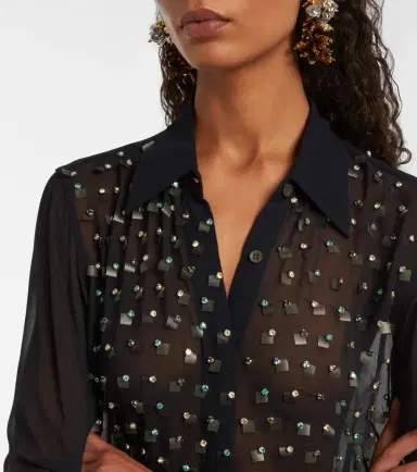 Dries Van Noten Crystal-embellished sheer shirt | Thumbnail 3 Dries Van Noten Crystal-embellished sheer shirt | Thumbnail 3
