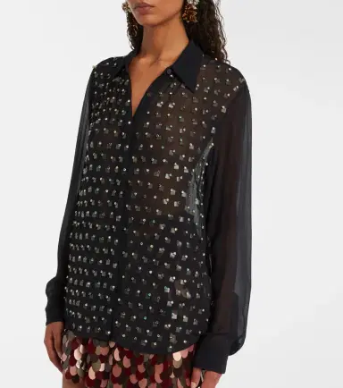 Dries Van Noten Crystal-embellished sheer shirt | Thumbnail 4 Dries Van Noten Crystal-embellished sheer shirt | Thumbnail 4