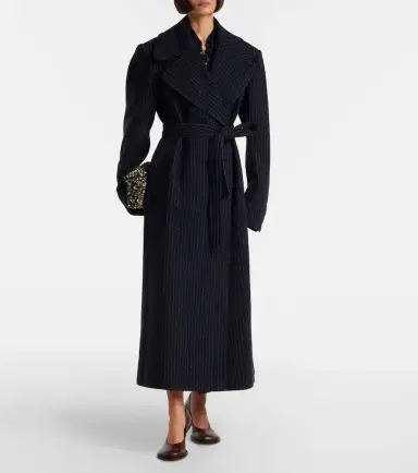 Dries Van Noten Belted pinstriped wool coat | Thumbnail 2 Dries Van Noten Belted pinstriped wool coat | Thumbnail 2