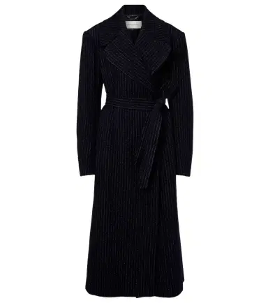 Dries Van Noten Belted pinstriped wool coat | Thumbnail 1 Dries Van Noten Belted pinstriped wool coat | Thumbnail 1