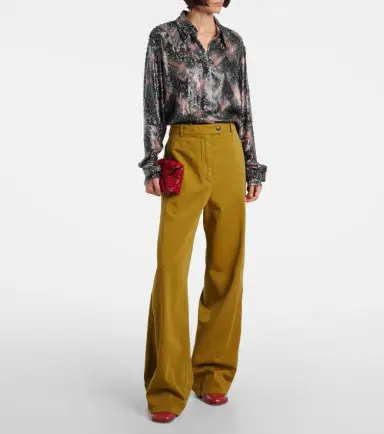 Dries Van Noten High-rise cotton wide-leg pants | Thumbnail 3 Dries Van Noten High-rise cotton wide-leg pants | Thumbnail 3