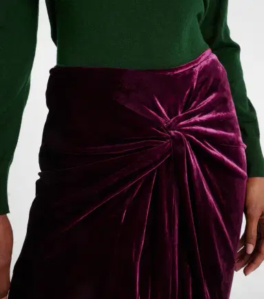 Dries Van Noten Gathered velvet midi skrit | Thumbnail 2 Dries Van Noten Gathered velvet midi skrit | Thumbnail 2