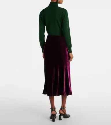 Dries Van Noten Gathered velvet midi skrit | Thumbnail 3 Dries Van Noten Gathered velvet midi skrit | Thumbnail 3