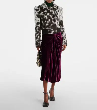 Dries Van Noten Gathered velvet midi skrit | Thumbnail 4 Dries Van Noten Gathered velvet midi skrit | Thumbnail 4