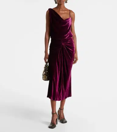 Dries Van Noten Gathered velvet midi skrit | Thumbnail 5 Dries Van Noten Gathered velvet midi skrit | Thumbnail 5