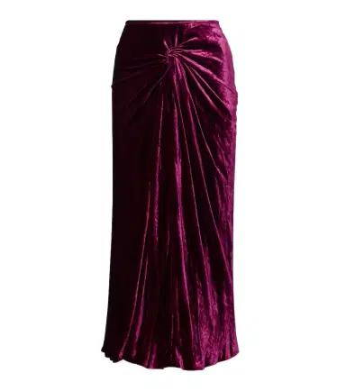 Dries Van Noten Gathered velvet midi skrit | Thumbnail 1 Dries Van Noten Gathered velvet midi skrit | Thumbnail 1
