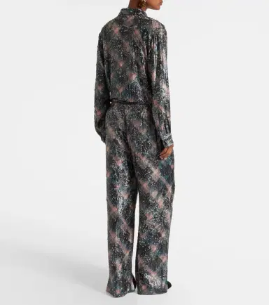Dries Van Noten Checked sequined palazzo pants | Thumbnail 3 Dries Van Noten Checked sequined palazzo pants | Thumbnail 3