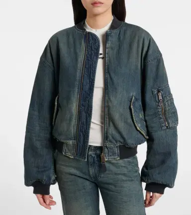 Balenciaga Distressed denim bomber jacket | Thumbnail 2 Balenciaga Distressed denim bomber jacket | Thumbnail 2