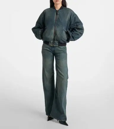 Balenciaga Distressed denim bomber jacket | Thumbnail 4 Balenciaga Distressed denim bomber jacket | Thumbnail 4