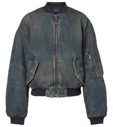 Balenciaga Distressed denim bomber jacket | Thumbnail 1 Balenciaga Distressed denim bomber jacket | Thumbnail 1