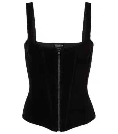 Balenciaga Cotton-blend velvet corset top | Thumbnail 1 Balenciaga Cotton-blend velvet corset top | Thumbnail 1
